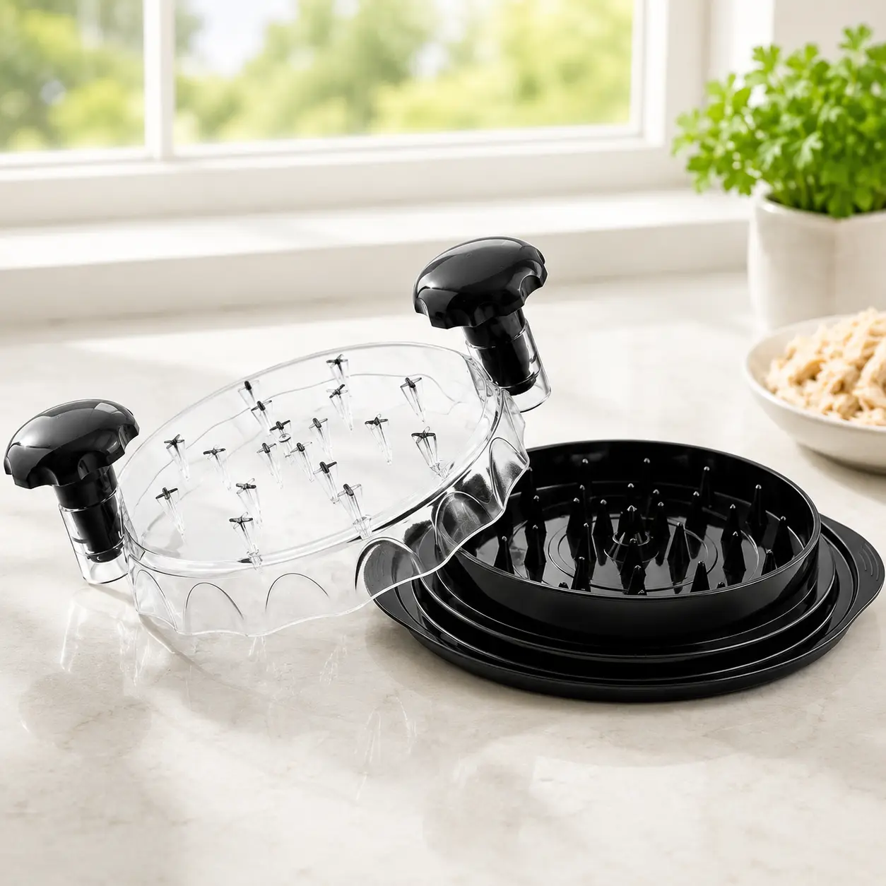 Large Capacity Chicken Breast Shredder & Meat Grinder with Visible Lid | Anti-Slip Base & Ergonomic Handle | BPA-Free | Perfect for Pork, Beef, Chicken | Essential Kitchen Gadget for Quick Meal Prep