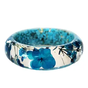 Blue Flower Resin Bangle