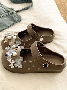 2026 New Sweet Cool Girl Style Mary Jane Holes Shoes, Eva Thick Sole Height Increase, Casual Comfort Beach Sandals for Women, Strap Sandals