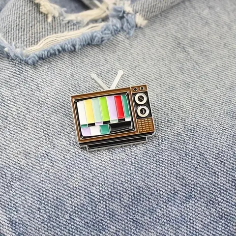 Vintage No Signal TV Design Alloy Brooch Pin, 1 Piece Unique Accessory for Retro Enthusiasts, Ideal Choice for Gift