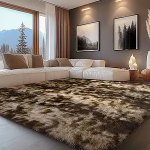 Soft Shag Rugs For Bedroom, Tie-dye Brown Fluffy Shaggy Rugs For Living Room Nursery, Luxury Modern Plush Carpet Girls Boys Kids Room Dorm Indoor Home Decor, Upgrade Non-Slip
