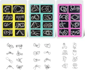 Metal Brain Teaser Puzzles Ring Educational Toys, Steel IQ Games Physics Mind Metal Puzzles for Adults, Unlock Interlock Game, Brain Teaser Puzzle for Party Favor Kids (A+B+C)