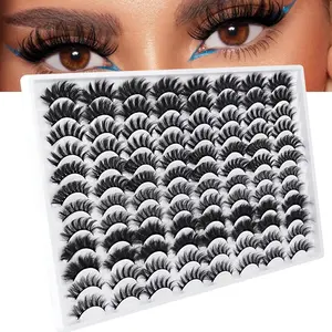 MAGEFY 48 Pairs False Eyelashes 6 Designs Mix Natural Long Fluffy Wispy Volume Set Lashes Manga Amine Lashes Crosscriss Eye Lashes Extensions Cosmetic Makeup Tool for Beauty Daily Use Fluffy Eyelashes Cluster