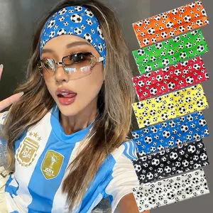 World Cup Fan Headband, Cheerleading Sweat-Wicking Sports Hair Tie, Wide Elastic Band, Unisex Fashion Accessory