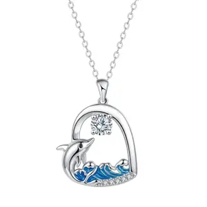 Women's Light Luxury Niche Design Dolphin Pendant Necklace - Premium Natural Crystal Collarbone Chain, Colorfast Jewelry Accessory