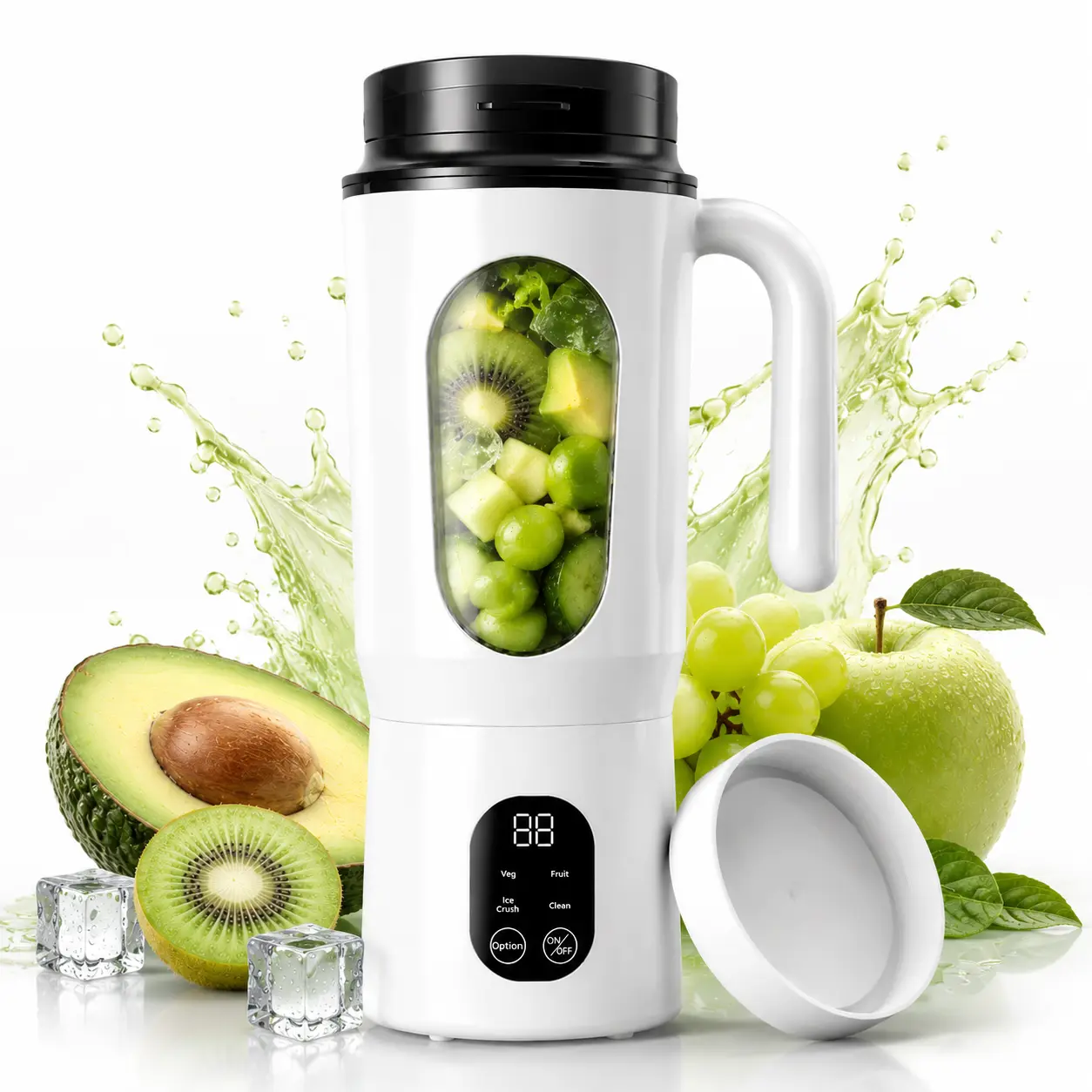 Portable Blender for Shakes and Smoothies, 20 Oz BPA Free Travel Cup & Lid, 12-Blade Durable Stainless Steel, Personal Smoothie Blender