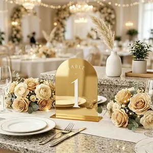 Acrylic Wedding Sign, Acrylic Plaque Sign, Table Number Signs for Restaurants, Events, Parties, Team Building, Arc Shape with Stand, Signage, 1-40