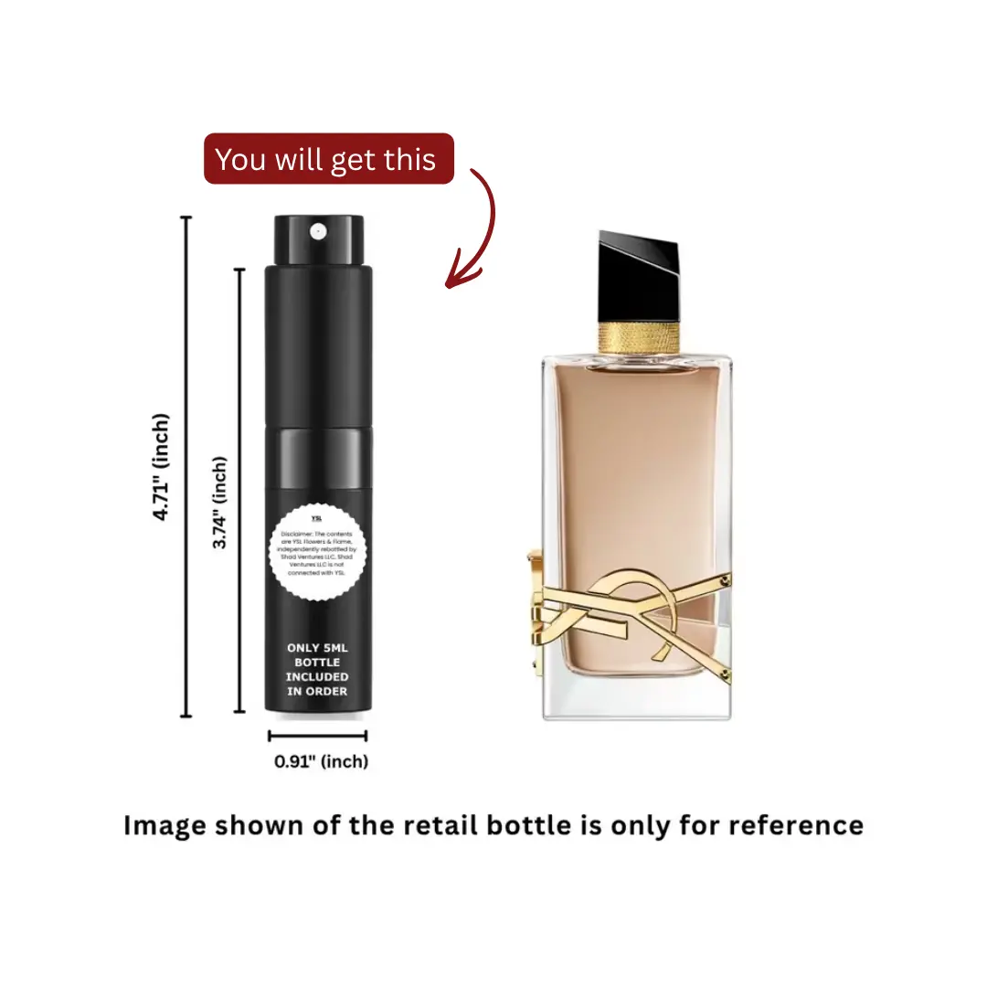 Women's YSL Libre Flowers & Flames Florale Eau de Parfum - 5ml/0.17oz Naturally Derived Decanted Perfume Spray, 100% Original Authentic