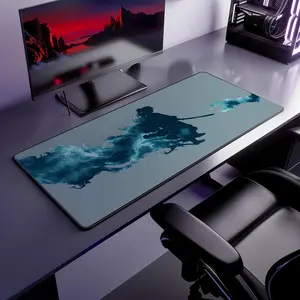 [Sale off up to 65%][Free Ship] Muichiro Tokito, Demon Slayer Inpsired Mouse Pad, Navy Blue Aqua Anime Art Desk Mat, Extended Mousepad 100% Neoprene