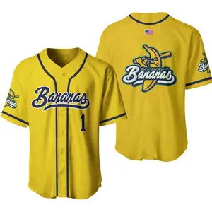 Collection Savannah Bananas Baseball Jersey Team AOP 3D Yellow
