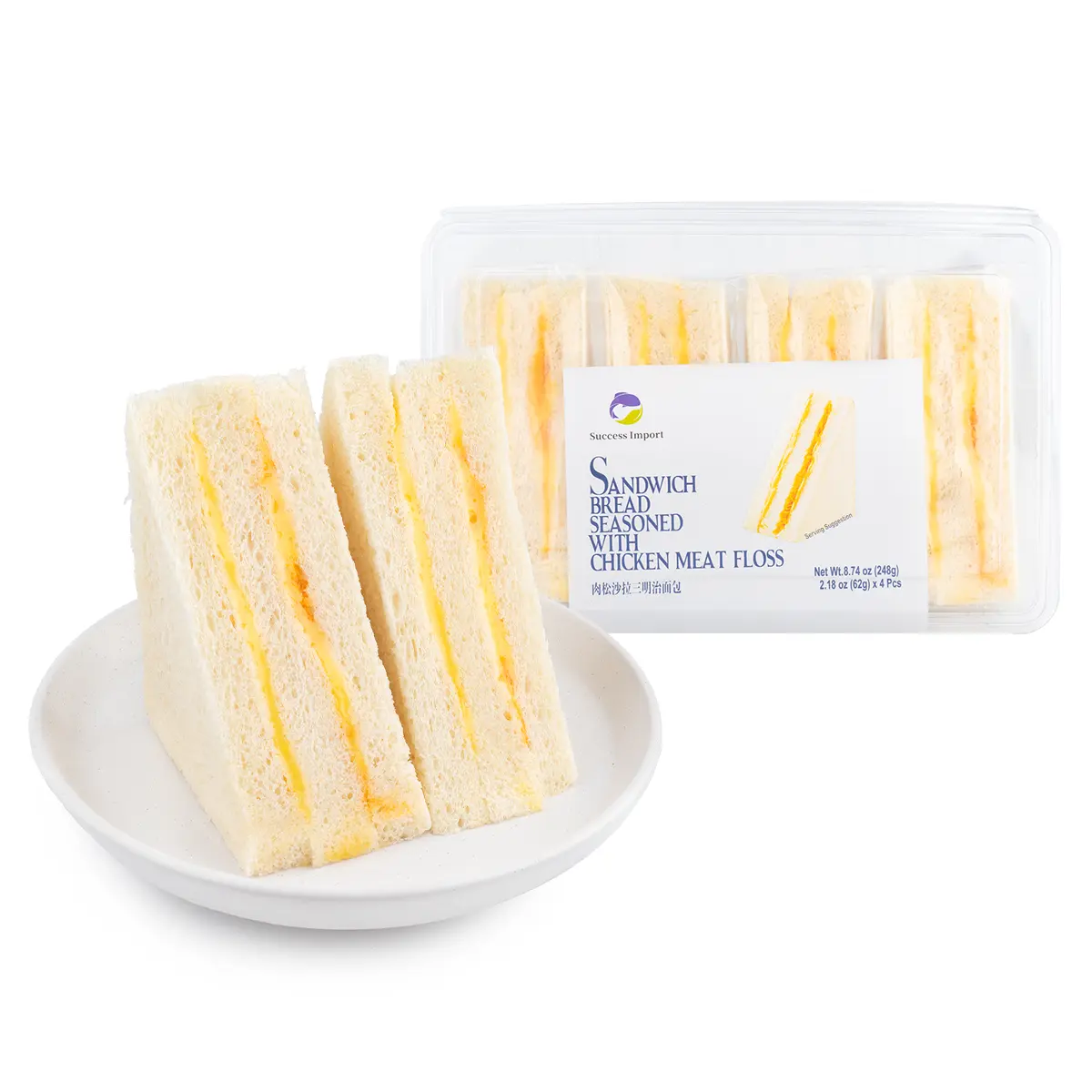 Ambient Savory Sandwich or Rye Bread Snacks, Chicken Meat Floss Topping, 248g (62g x 4pcs)