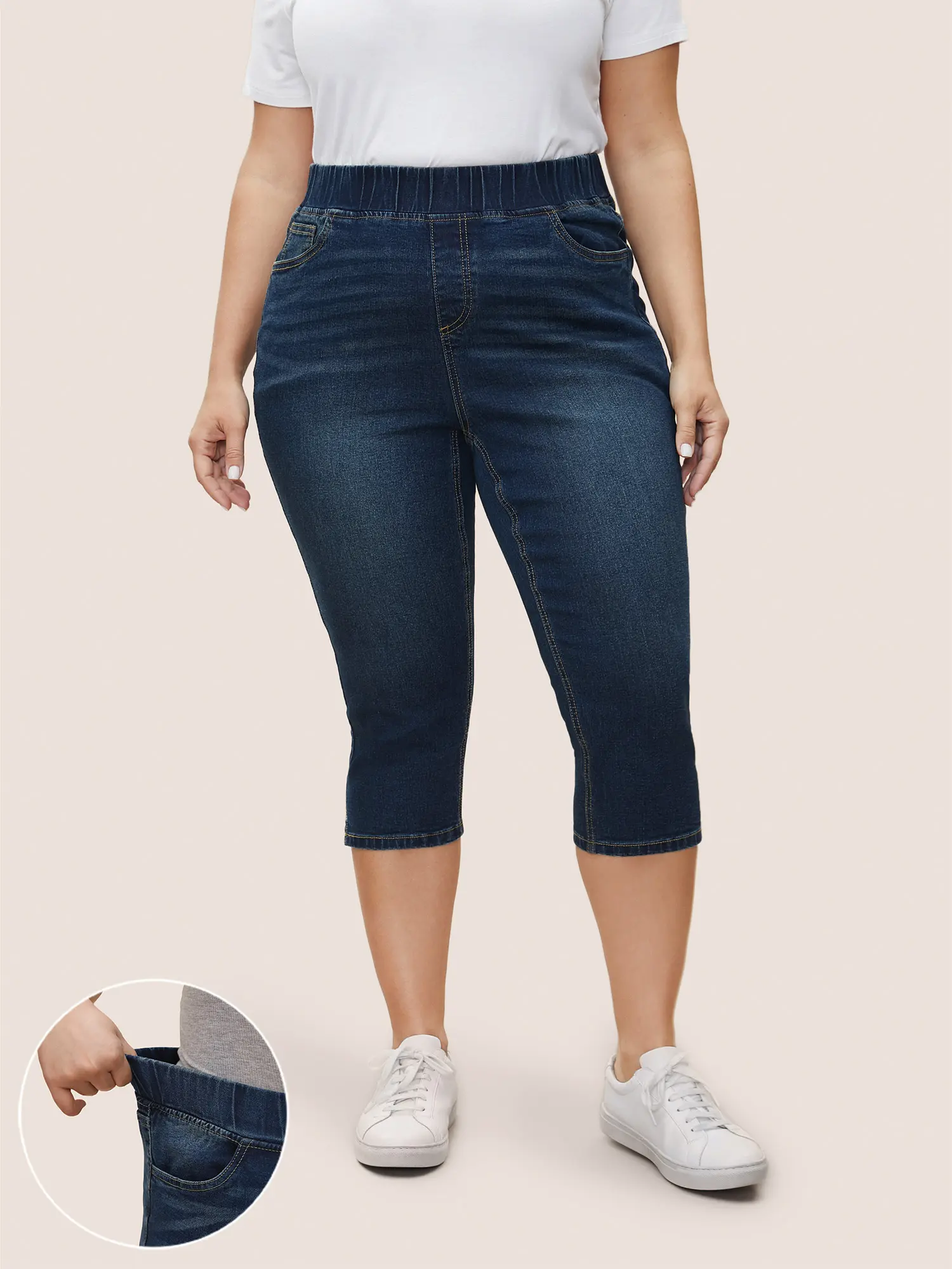 BLOOMCHIC Plus Size Jeggings for Women [M-6X] - Stretch Pull-On Skinny Denim Jeans with Elastic Waist, Pockets & Side Slit, Flattering Comfy Pants for Curvy Women, Comfy Flattering Fabric for Everyday Summer Wear,Summerfinds,back to school shopping