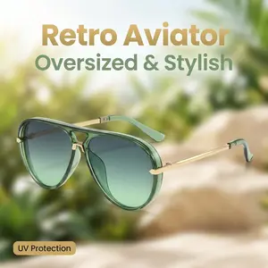 Retro Aviator Photochromic Sunglasses for Men & Women, Lightweight UV Protection Outdoor Driving Fashion Eyewear