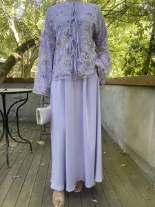 Women's Luxury Floral Beaded Jacket & Satin Skirt Set, Elegant Two-Piece for All Seasons, Stylish Mesh Outerwear, Outfit Sets Women