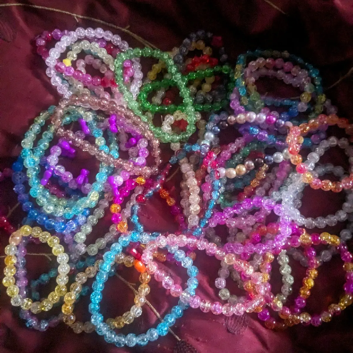 Large glass beaded bracelets  (one bracelet)