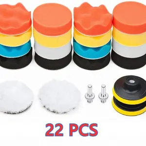 Polishing Sponge Disc Set, Faux Suede Waxing Abrasive Cleaning Sponge Wheel, Car Beauty Kit for Drill Use, Auto Detailing Tools