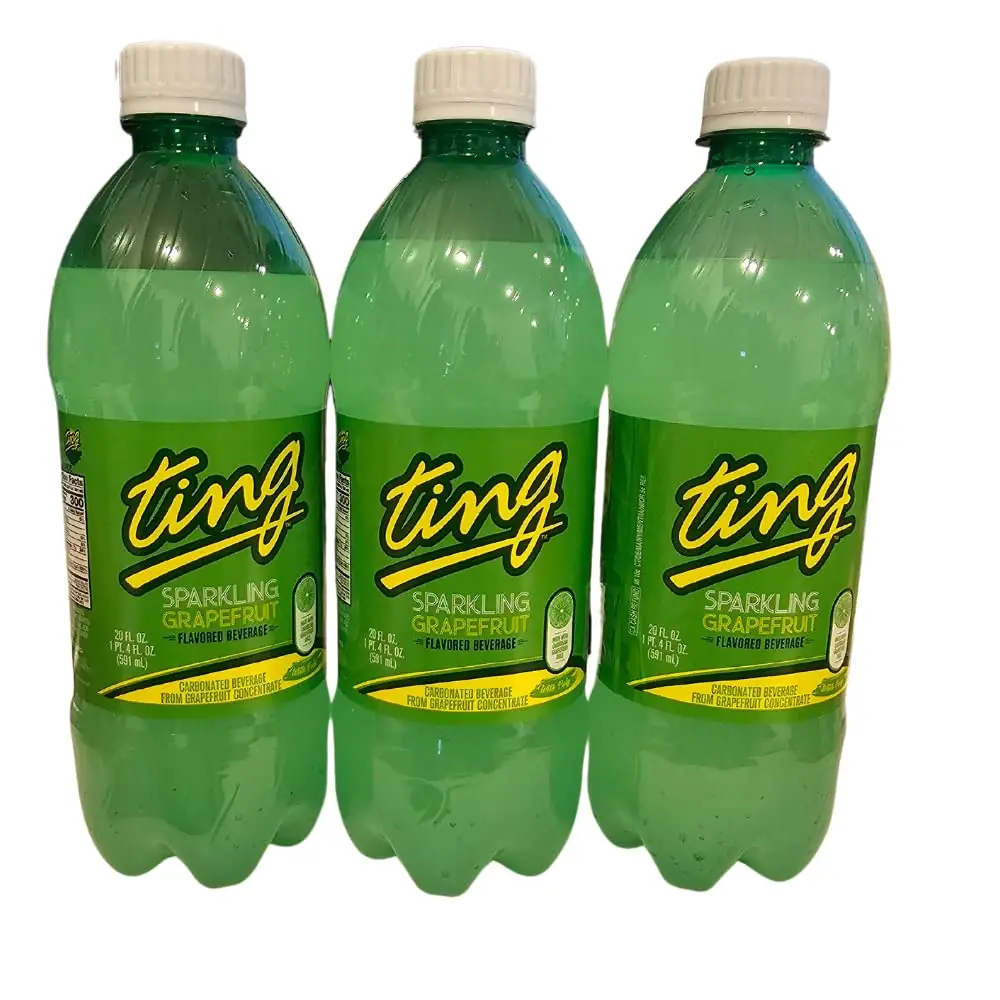 Ting Carbonated Grapefruit Drink, 20 fl oz Citrus Tangy Beverage Bottles, Pack of 3