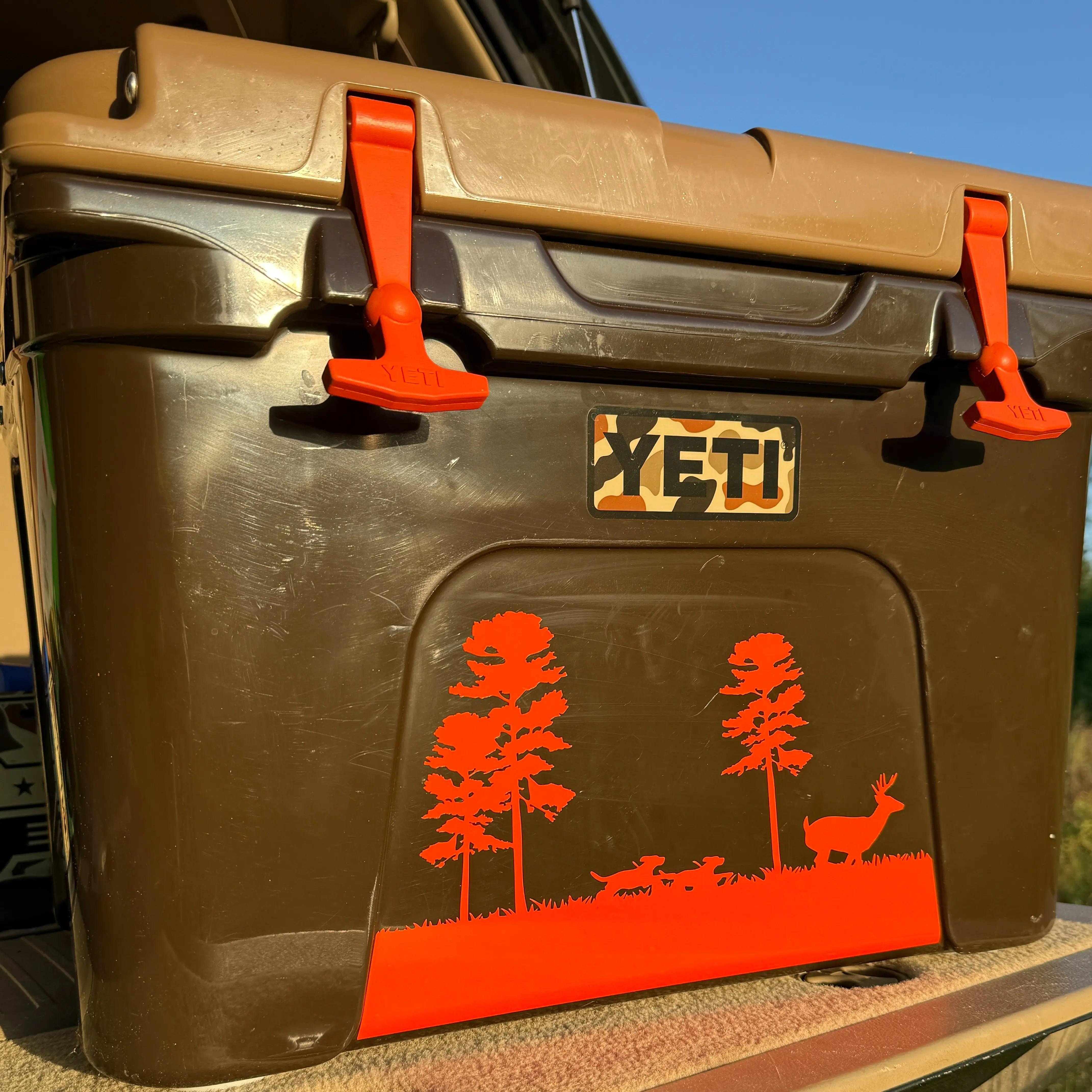 Dogs Running Deer, Racoon, Rabbit, Bear, or Hog Decal For Coolers And Trucks