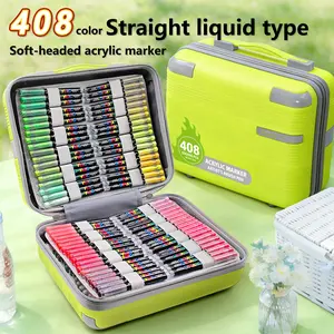 Guangna Classic 408 Color Acrylic Paint Marker Pen, Professional Illustrator, Liquid Ink Control, Soft Tip, Elastic Stroke, Multi-Material Use, Artist Supplies, Art Drawing Supplies