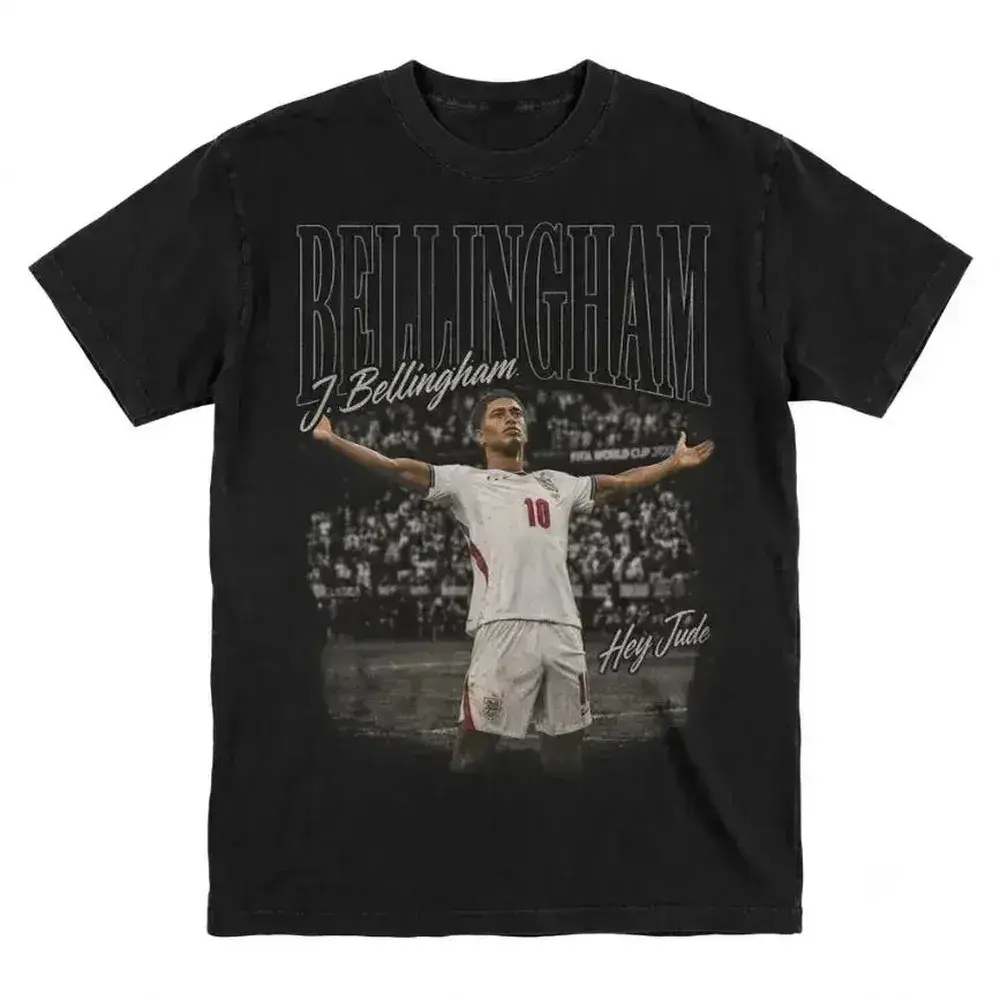 Jude Bellingham “Hey Jude” T-shirt for adults and youth, football fan tee, England flag game day apparel, summer tee, kids’ graphic tees, men’s clothing, youth clothing, streetwear