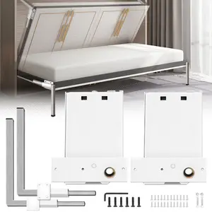 Fathersdaygift Heavy-Duty Murphy Bed Wall Mount Springs Mechanism, DIY Support Hardware Kit for Queen, Twin Size Horizontal Beds, White, Queen Size Bed Framedealsforyoudays