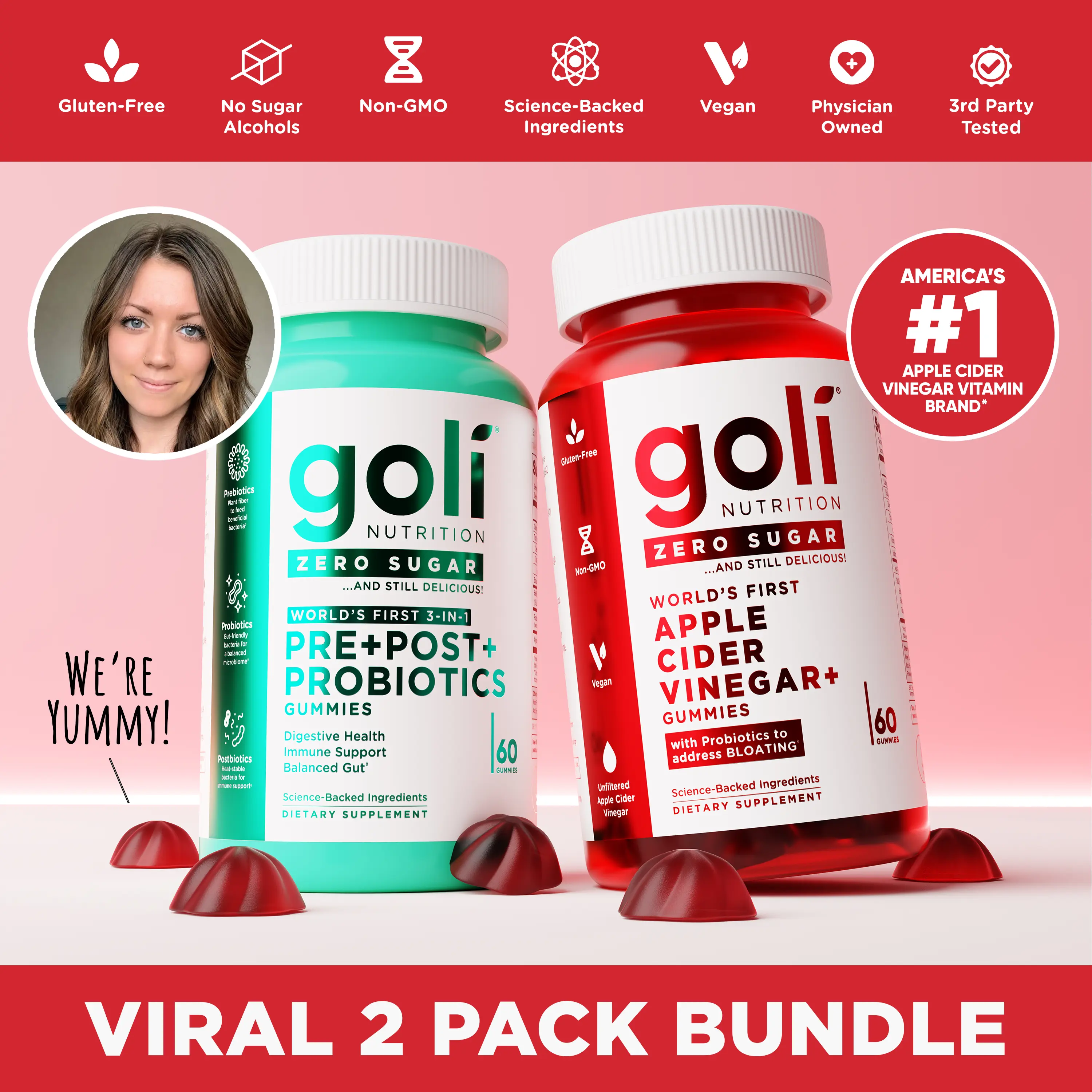 Cassidy’s Clean Gut Combo - Goli Zero Sugar 3-in-1 Pre, Post, Probiotics + Apple Cider Vinegar, World's First. Vegan, Plant Based, Non-GMO, Gluten-Free & Gelatin-Free Cassidy’s Clean Gut Combo - Goli Zero Sugar 3-in-1 Pre, Post, Probiotics + Apple Cider Vinegar, World's First. Vegan, Plant Based, Non-GMO, Gluten-Free & Gelatin-Free