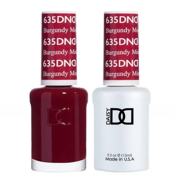 DND Gel Nail Polish, UV-Cured Lacquer for Gel Nails at Home & Manicure at Home - #635 Burgundy Mist, 0.5 fl oz Duo Set with Bis-Hema Poly (1), Cosmetic, Bottle, Ethyl Acetate., Liquid