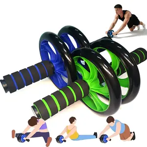 Abs Exerciser Double Wheel Roller for Abdominal and Stomach Exercise, Silent Dual-Wheel Belly Roller – for Trainning Waist & Belly Control, with Knee Mat, Home Fitness Equipment for Belly Muscles