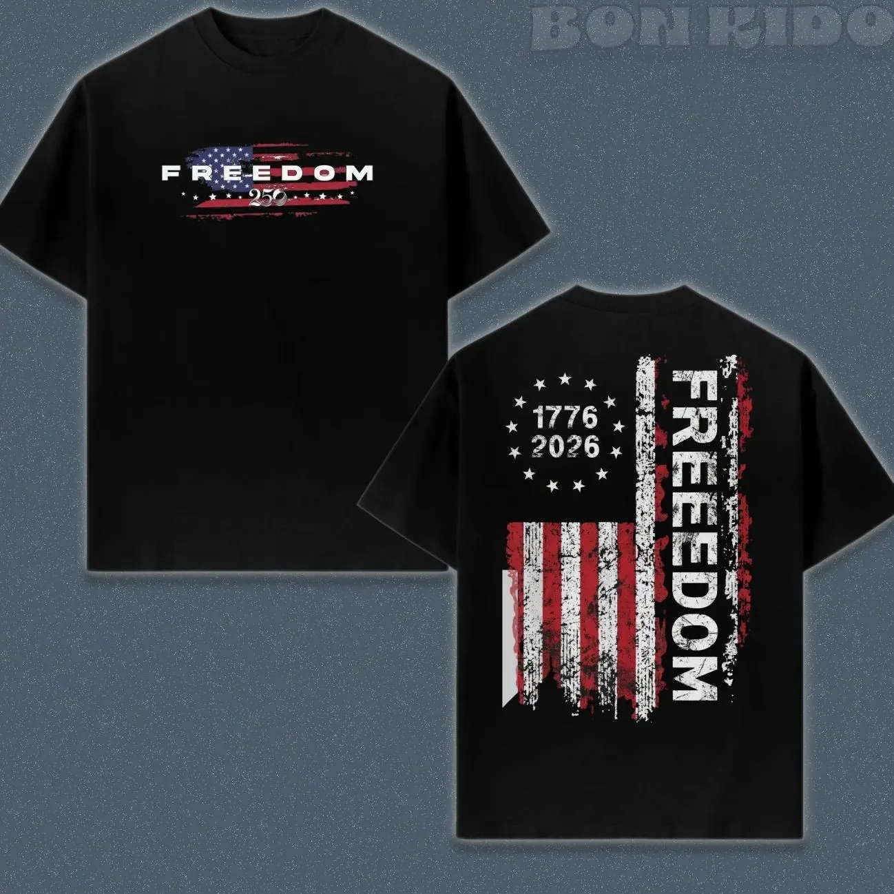 Men's 1776-2026 Freedom Stylish Shirt - Patriotic USA Flag Vintage Distressed Graphic, 250-Years American Freedom, Shortsleeve Menswear Top, Round Neck Streetwear, Breathable Casual Soft US Cotton Fabric, Front & Back Print, Unisex US Fit (3XL) t0330 HRF