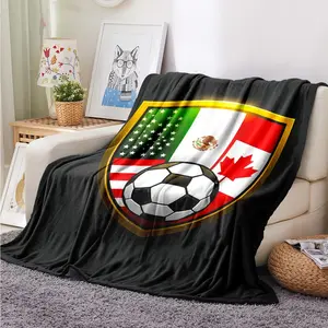2026 World Cup Usa Mexico Canada Flag Shield Blanket Soft Flannel High Definition Digital Print Perfect Gift for Fans Collectors