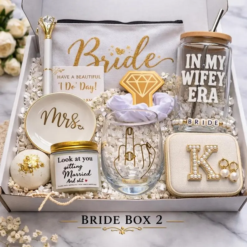 Personalized Bridal Gift Box, Custom Bride Box, Bridal Shower, Engagement, Wedding Basket