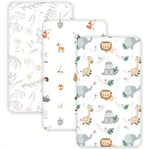 3-Piece Large-Size Baby Fitted Crib Sheets, 28x52x8 Inches, Multiple Patterns Available, Fits Mattress Not Included, Ideal for Babies' Comfort