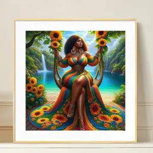 Women Portrait Tree Flower Scenery Diamond Painting DIY Kits Without Frame,Full Round Diamond Mosaic With Tools Home Bedroom Wall Artwork Crafts