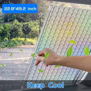 Automatic retractable sunshade for car, 58*125 silver laser-cut