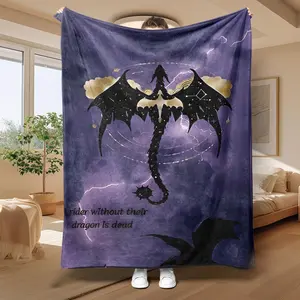 Dragon Pattern Blanket, Soft Throw Blanket, Air-conditioned Room Blanket, Warm Nap Blanket for Home Office Travel Camping, Slogan Print Blanket