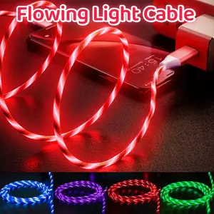 Flowing LED Data Line, Meteor Glowing Charging, Vibrant Led Light Effect, Realistic Smooth USB-C to USB Cable, Durable PVC, Compatible with iPhone Xiaomi Samsung