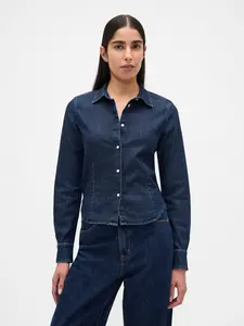 Gap Women's Denim Fitted Crop Shirt