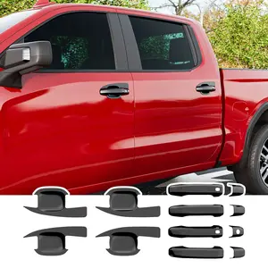 [Fits 19-26 Silverado & Sierra 1500]12PCS Door Handle Cover Compatible with 2019-2026 Chevy Silverado GMC Sierra 1500 20-26 2500 3500 Door Bowl ABS Glossy Black Handle Protector Replacement for 19-26 Silverado Accessories