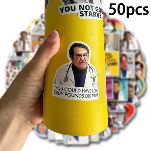Cartoon Doctor Letter Pattern Sticker (50pcs), Waterproof Self Adhesive Decor Paper, Decor Sticker for Water Bottle, Drinkware Accessories, Funny Stickers, Sticker Packs