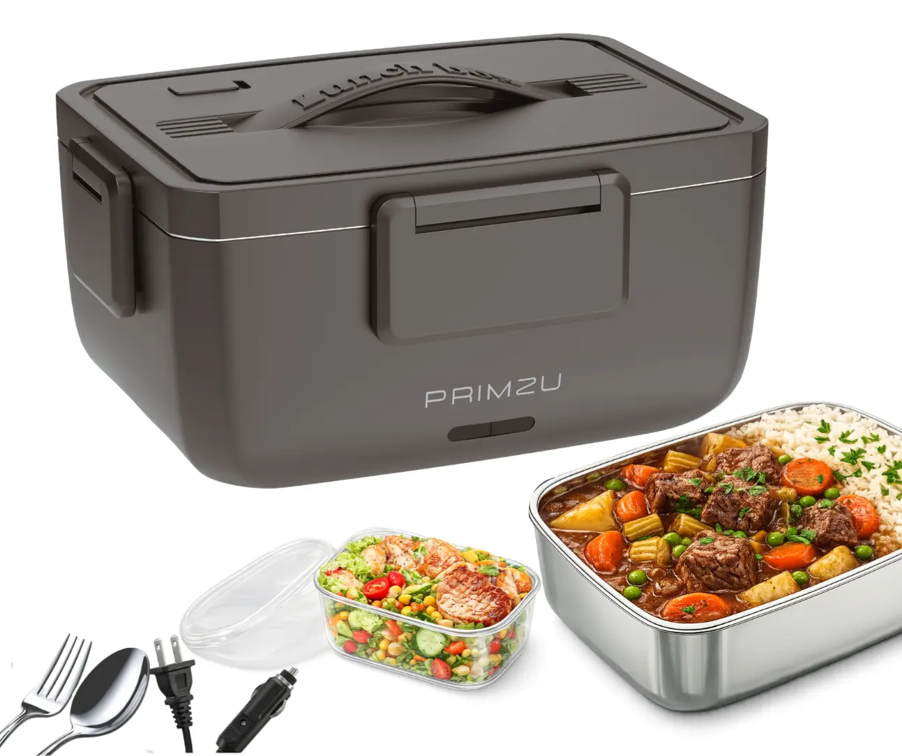 Electric Lunch Box for Adults 2.0L Double Layer 90W Fast Heated 12V/24/120V