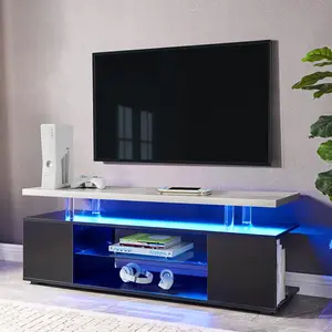TV Stand for 60 Inch TV LED Gaming Entertainment Center Media Storage Console Table with Large Side Cabinet for Living Room