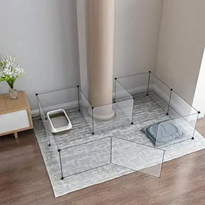 Portable Pet Playpen - Large Plastic Yard Fence for Small Animals, Puppy Kennel Crate Fence Tent, 28 x 20 Inches, White, 12 Panels