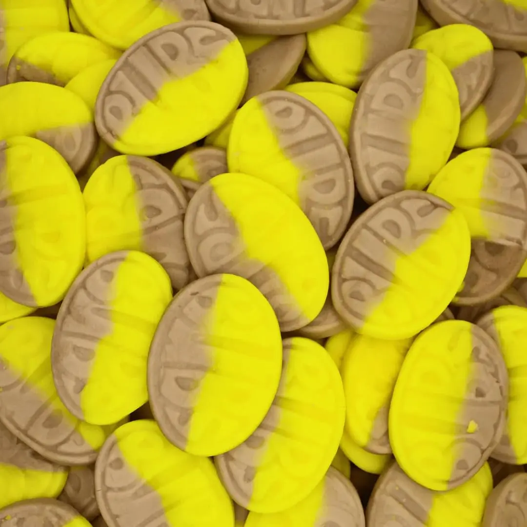 BUBS Banana Toffee Caramel Ovals Swedish Candy - Sweet Gummy Chews, Packaged Fresh for Movie Night & Snack Cravings (1 lb Bag)