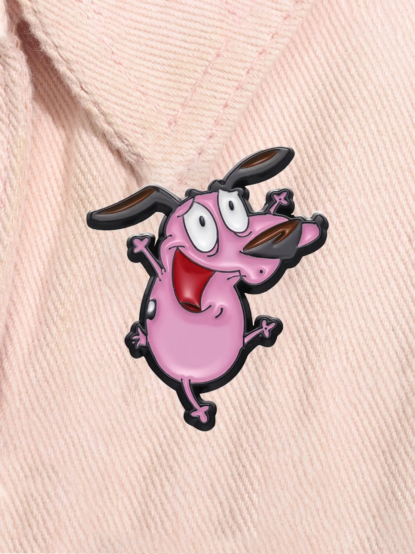 COURAGE The Cowardly Dog Cartoon Animation Enamel Pin Cute Pink Big Eye Dog Anime Characters Alloy Brooch Lapel Backpack Badge Fashion Jewelry Accessories Gift for Friends
