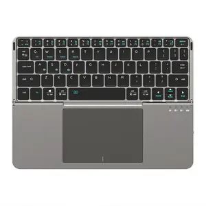 Folding Bluetooth Keyboard PC Phone Holder Wireless Foldable Keyboard PU Leather with Touchpad for Ios/Android/Windows/Mac LONGPEAN