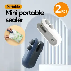 Portable Mini Sealer 2-In-1 Heat Sealer, Ideal for Snacks Home Use Rechargeable Vacuum Sealer Plastic Bag Seal