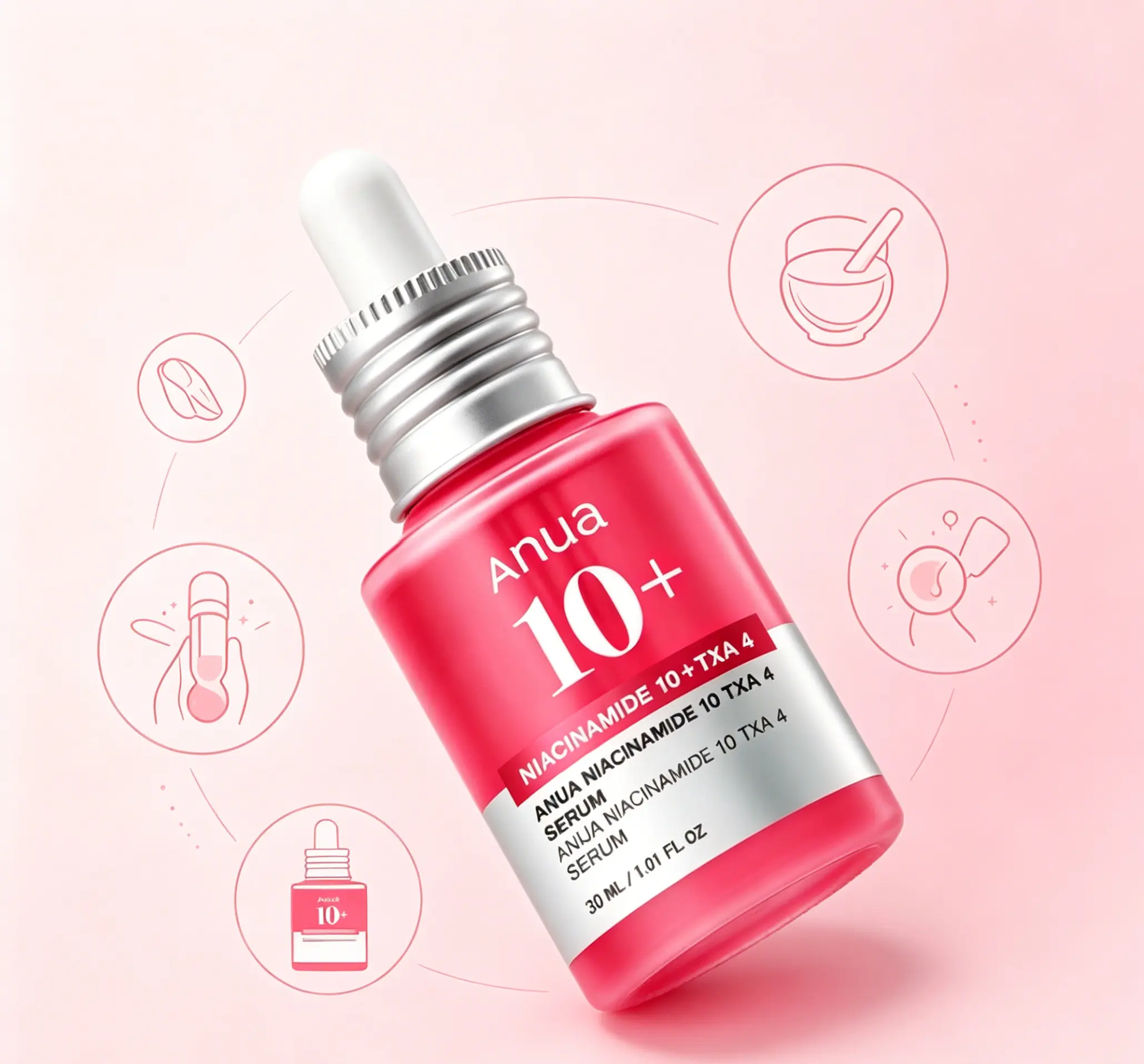 Anua 10% Niacinamide & 4% TXA Facial Serum, Post-Cleansing Glow Routine Treatment, Evening Uneven Skin Tone Solutions, Glass Skin Targeted Corrector, 30ml