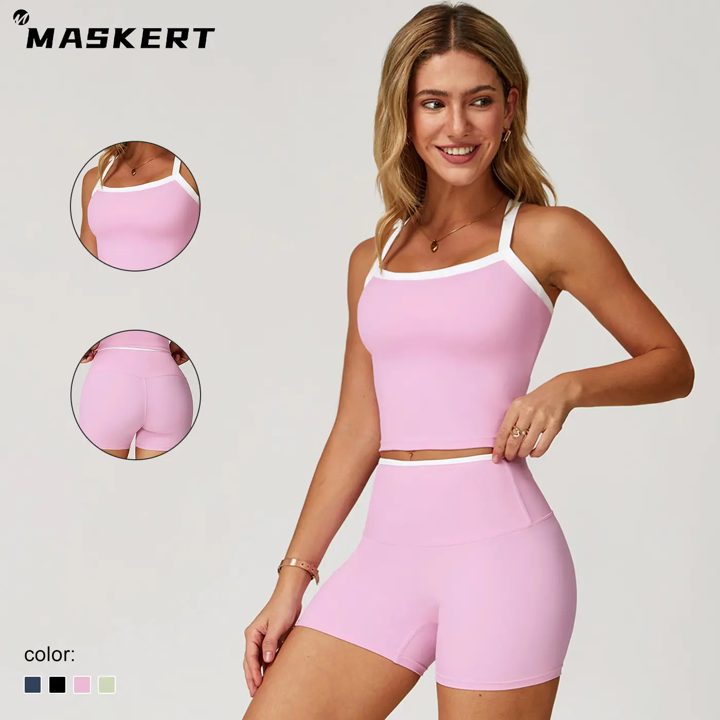 MASKERT Women's Two Piece Set Sports Tank Top and Shorts Comfortable Breathable Casual Outfit For Yoga Workouts summerwins Form Fitting Activewear Sportswear Set Fitted Gym Wear Fitness Suit Set Lightweight Gymwear tiktokshopbacktoschool