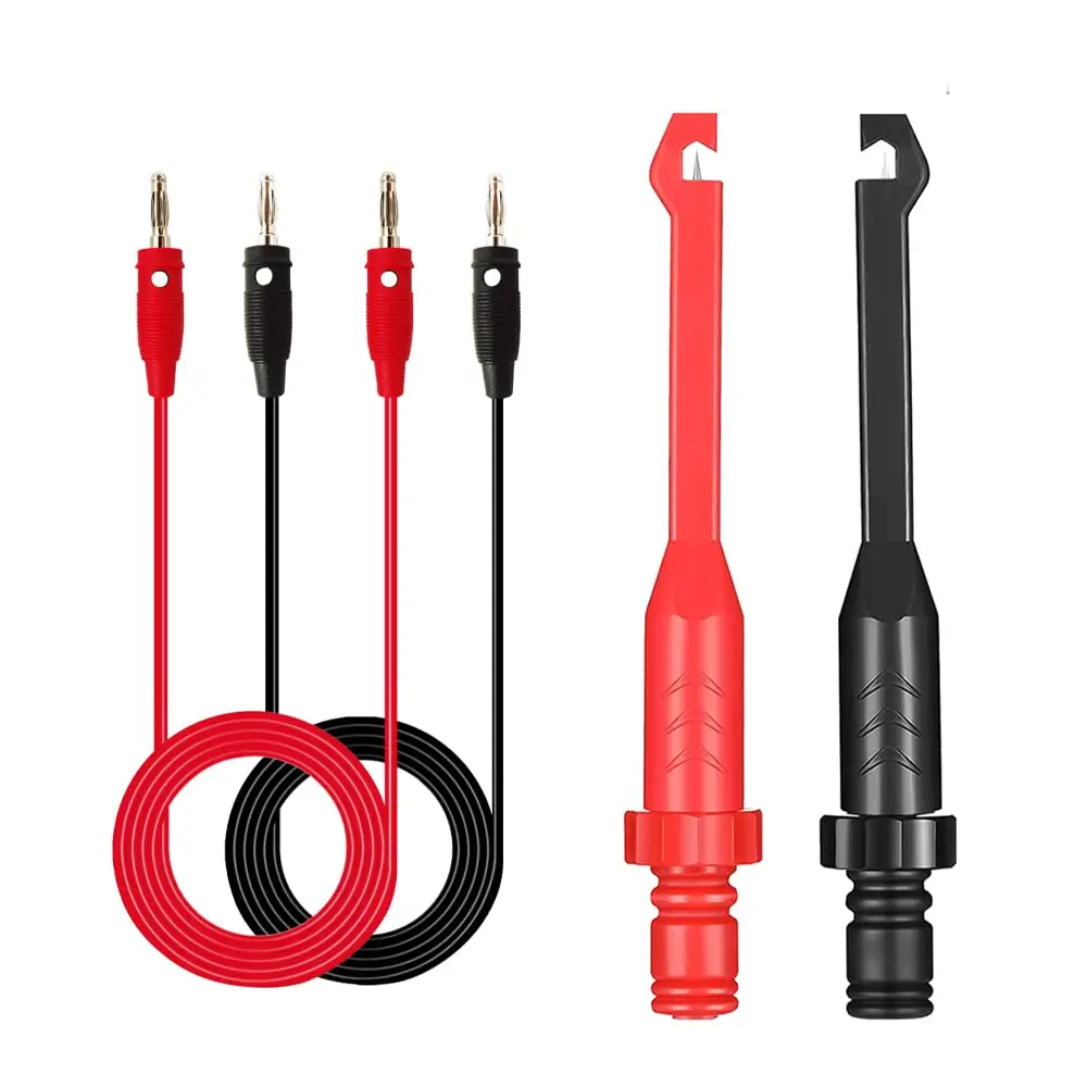 GJANSH 2PCS Multimeter Test Leads Set Electric Wire Piercing Probe Clip, Automotive Insulation Back Probes with 4mm Banana Plug Test Leads for for Diagnostic Electrical Testing