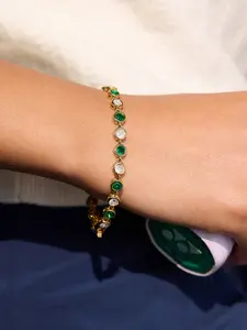 The Women s Bracelet Set Can Be Stacked Stackable Bracelet Green Zircon Chain Tennis Chain Stainless Steel 18k Gold Plated Waterproof And Anti Allergy Sporty And Casual Style Elegant Jewelry Bracelet Suitable For Energetic Girls Fashion Bracelets